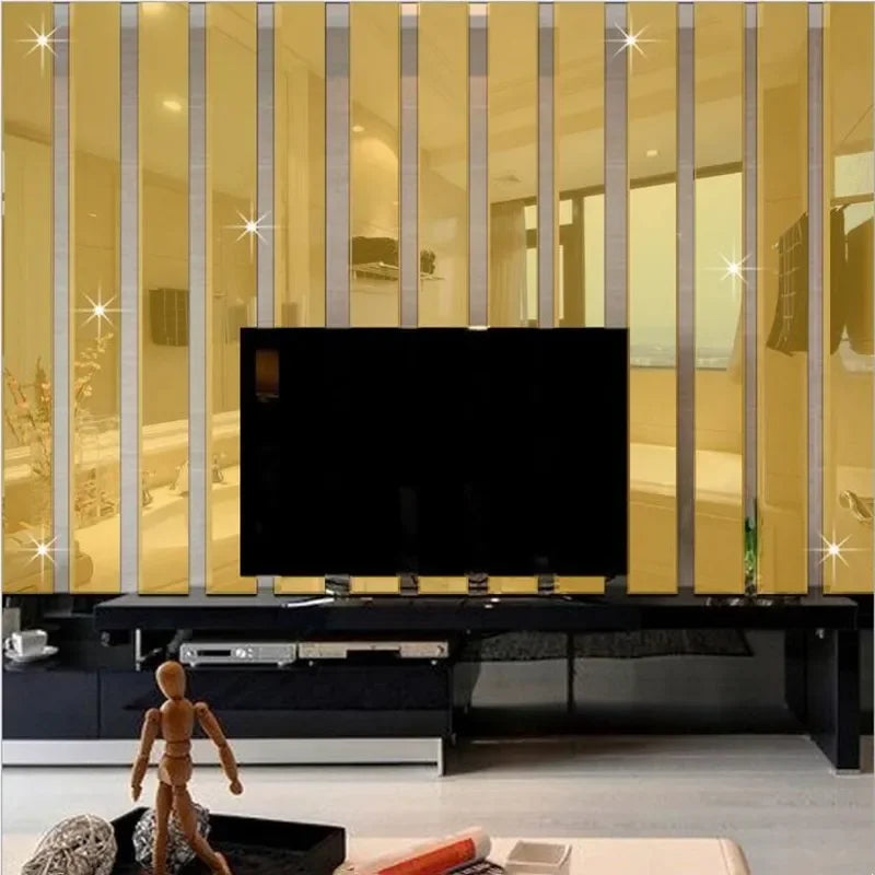10-Piece 3D Acrylic Mirror Wall Stickers | DIY Decorative Mirror Decals for Home & Furniture - POUEV
