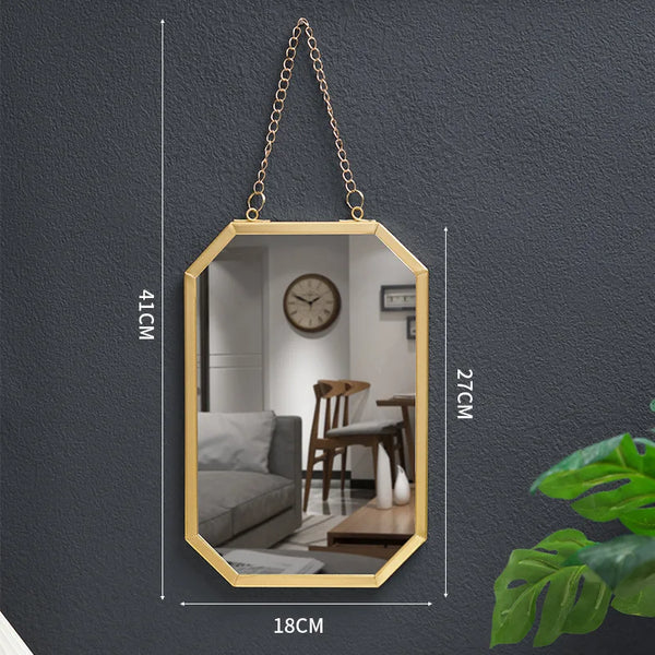 Nordic-Style Rectangular Wall-Mounted Mirror | Minimalist Iron Frame Makeup & Bathroom Mirror - POUEV