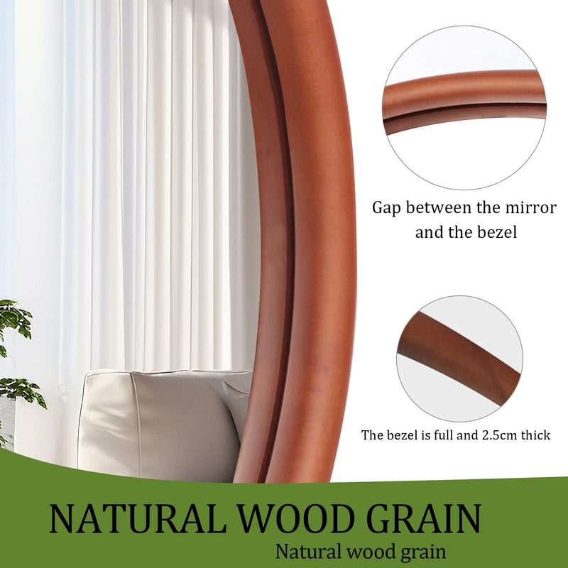 Irregular Large Wall Mirror with Solid Wooden Frame | Decorative Accent Mirror for Living Room, Dining Room & Bedroom - POUEV