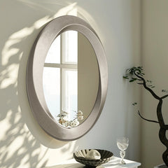 Oval Wall Mirror with Beveled Edge | Elegant Baroque Gold Framed Accent Mirror for Bathroom & Vanity Decor - POUEV