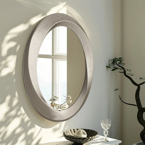 Oval Wall Mirror with Beveled Edge | Elegant Baroque Gold Framed Accent Mirror for Bathroom & Vanity Decor - POUEV