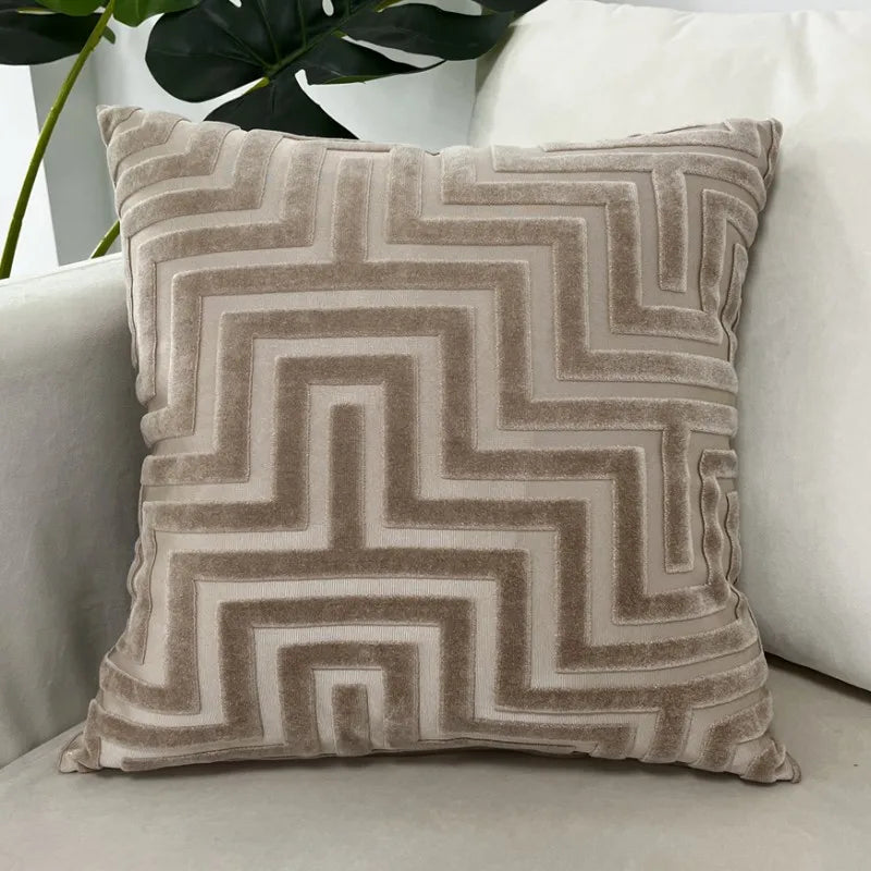 Fluwelen Jacquard Kussenhoes | Moderne Geometrische Luxe | Voor Bank & Bed