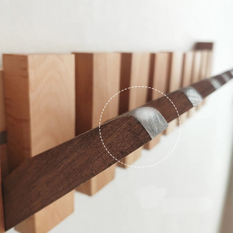 Aan de muur te bevestigen kapstok | Beuken & Walnoot Haakhanger met Opvouwbare Plank | Houten Woondecoratie voor Slaapkamerkasten