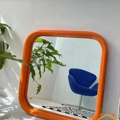 Modern Nordic Rectangular Vanity Mirror | Small Metal Frame Makeup & Decorative Mirror for Bedroom & Living Room - POUEV