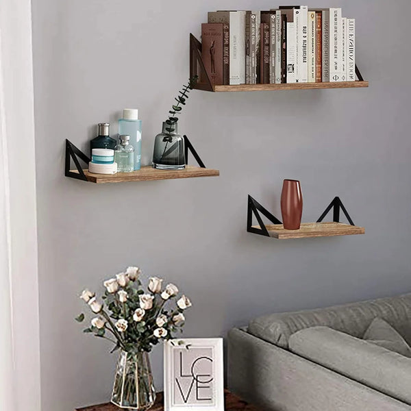 3-laags zwevende wandplankenset | Modern boekenrek voor thuisdecoratie