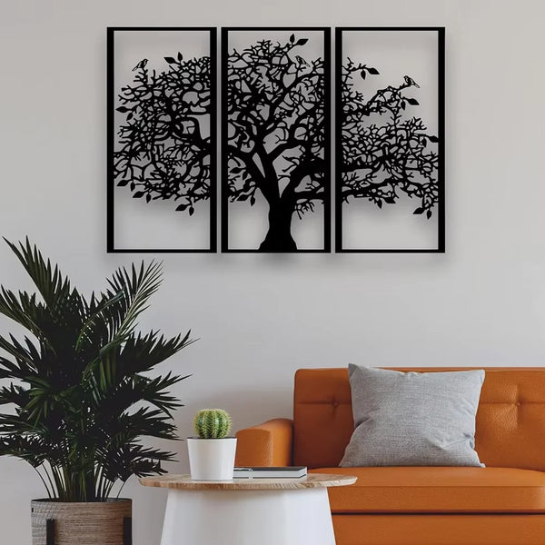 3Pcs Family Tree Metal Wall Decor | Tree of Life Iron Art | Modern 3D Wall Art