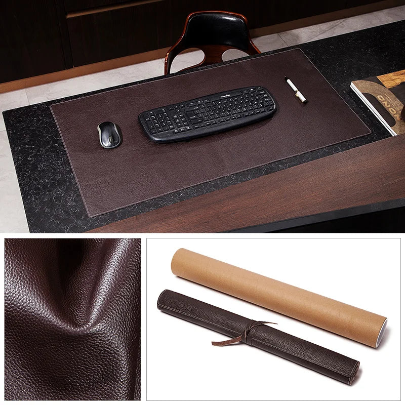 Bureau onderlegger | Echt leer | Desk mat voor computer en gaming - POUEV