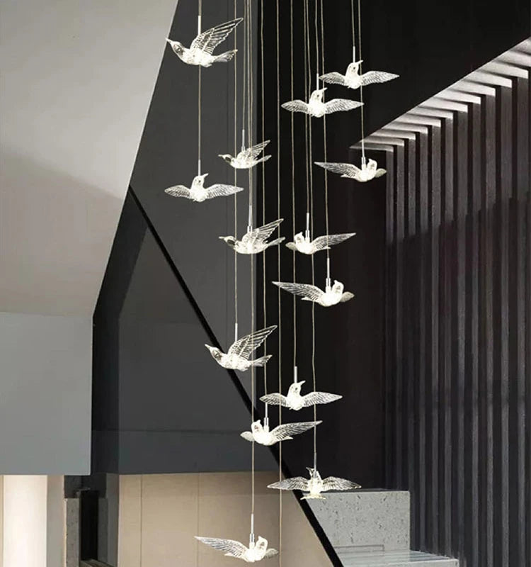 Pigeon LED Acrylic Pendant Lamp | Stair Chandelier - POUEV