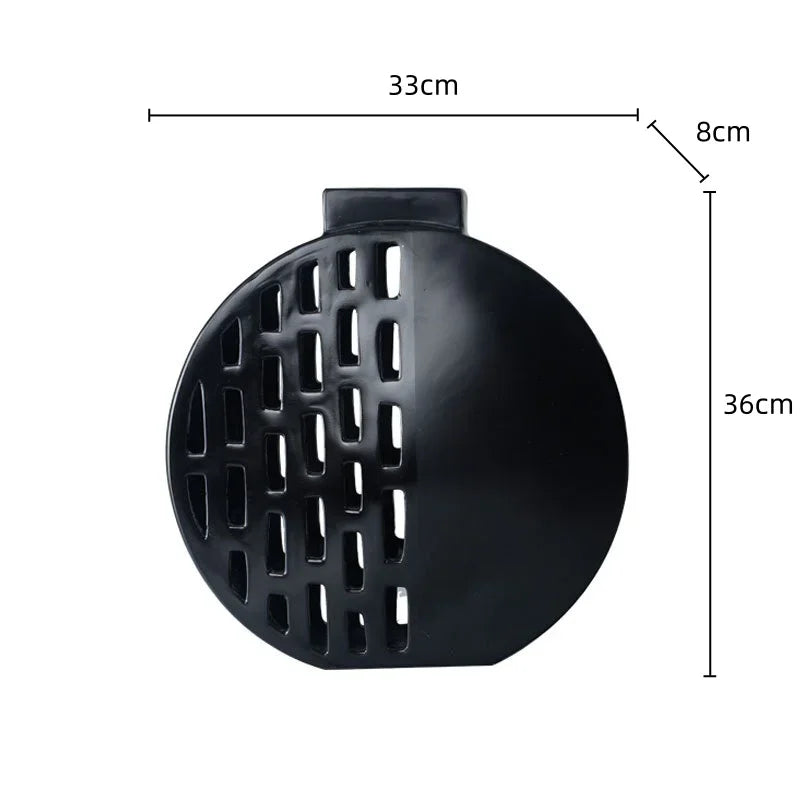 Hars Vaas Zwart Opengewerkt | Geometrische Bloemenvaas voor Moderne Woondecoratie