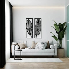 Decorative Leaves Metal Wall Art: Set of 2 | Black Metal Hanging Leaves | Elegant Iron Art