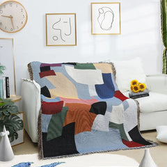Nordic Geometric Tapestry | Luxury Sofa Cover & Decorative Blanket - POUEV