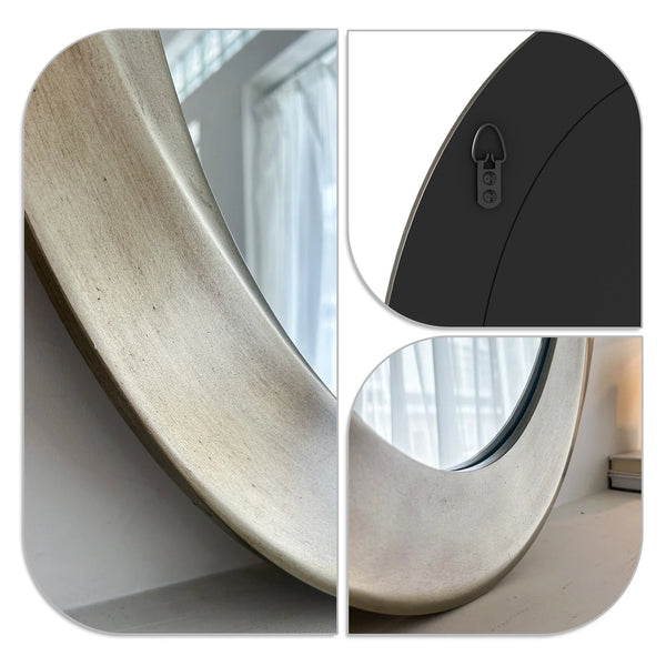 Oval Wall Mirror with Beveled Edge | Elegant Baroque Gold Framed Accent Mirror for Bathroom & Vanity Decor - POUEV