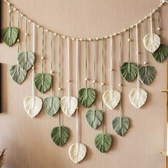 Boho Macramé Wandtapijt | Macramé Bladveer Wandhanger | Boho Wandkunst voor Woonkamer en Slaapkamer