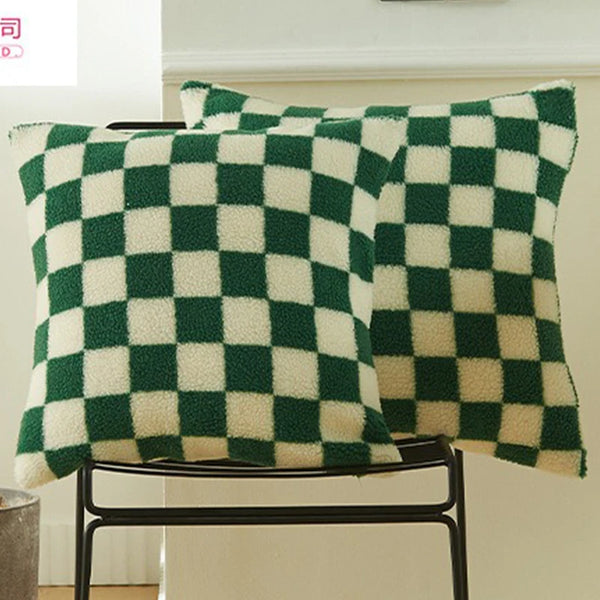 Zwart Nepbont Kussenhoes | Geruit Design | Decoratieve Sofa Kussenhoes - POUEV