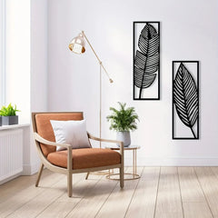 Decorative Leaves Metal Wall Art: Set of 2 | Black Metal Hanging Leaves | Elegant Iron Art