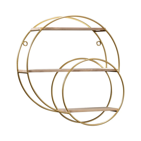 Modern Gold Iron Wall Shelf | No-Drill Floating Storage Rack - POUEV
