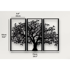 3Pcs Family Tree Metal Wall Decor | Tree of Life Iron Art | Modern 3D Wall Art