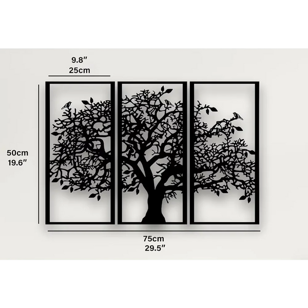 3Pcs Family Tree Metal Wall Decor | Tree of Life Iron Art | Modern 3D Wall Art