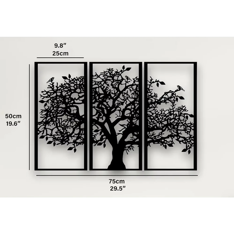 3Pcs Family Tree Metal Wall Decor | Tree of Life Iron Art | Modern 3D Wall Art