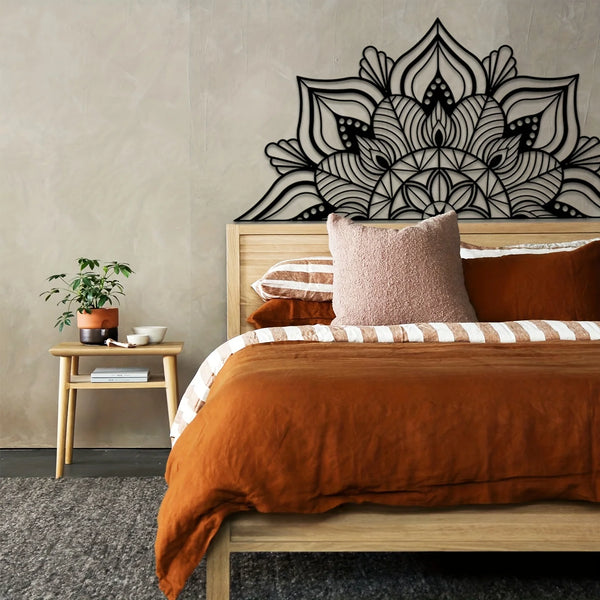 1pc Black Large Metal Mandala Wall Decor | Unique Lotus Flower Wall Art