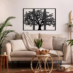3Pcs Family Tree Metal Wall Decor | Tree of Life Iron Art | Modern 3D Wall Art
