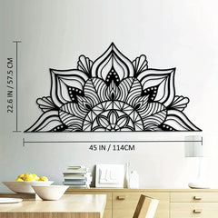 1pc Black Large Metal Mandala Wall Decor | Unique Lotus Flower Wall Art