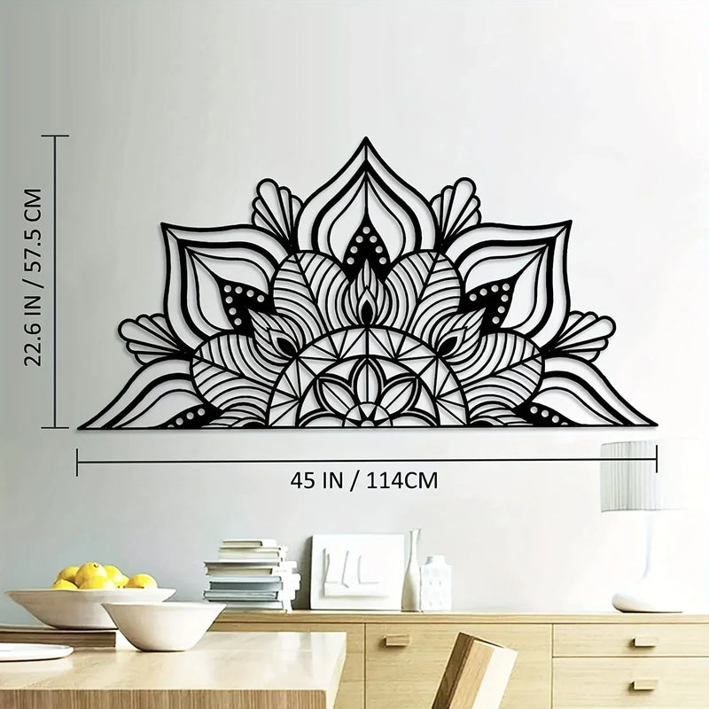 1pc Black Large Metal Mandala Wall Decor | Unique Lotus Flower Wall Art