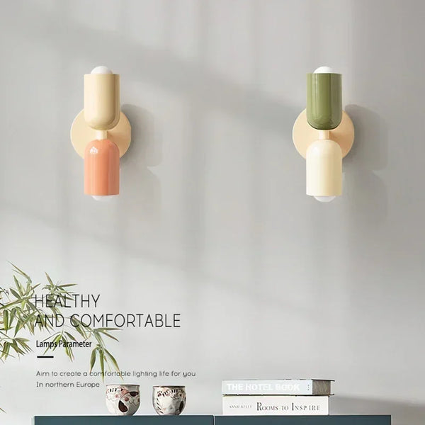 Colorful Bedside Wall Lamp | Nordic Living Room & Corridor Light | Macaron Children's Room Home Interior Decoration Lamp - POUEV