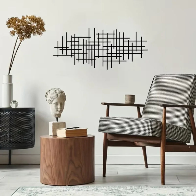 Abstract Grid Metal Wall Art Sculpture | Geometric Pattern Wall Decoration