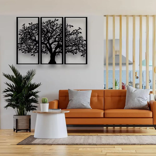 3Pcs Family Tree Metal Wall Decor | Tree of Life Iron Art | Modern 3D Wall Art