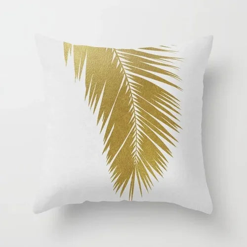 Gouden Bladeren Kussenhoes | Luxe Decoratieve Schoffels