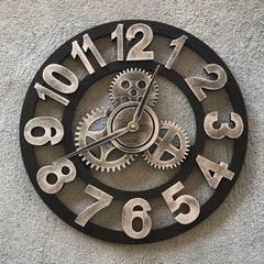 Industrial Metal Gear Wall Clock | Rustic Moving Gear Clock | Housewarming Gift