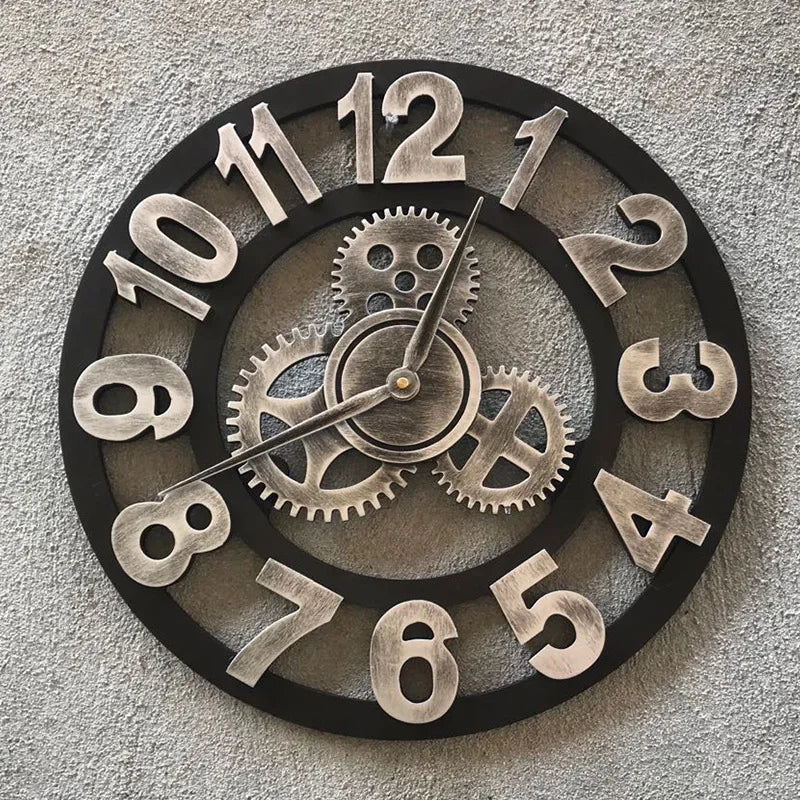 Industrial Metal Gear Wall Clock | Rustic Moving Gear Clock | Housewarming Gift