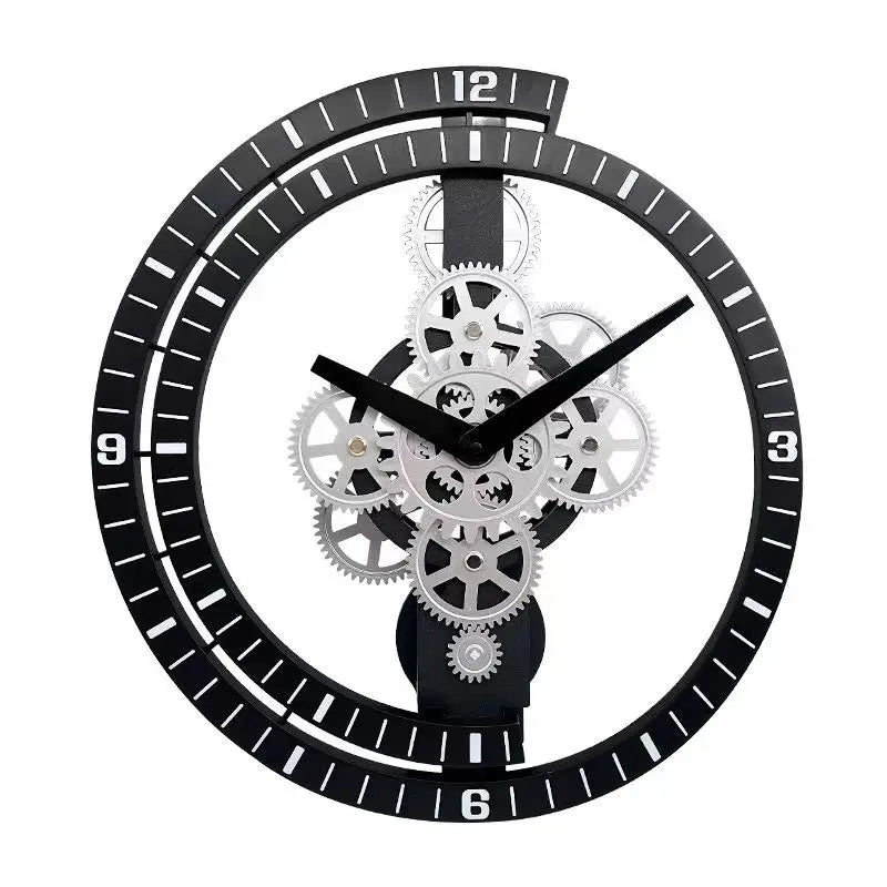 Industrial Gear Rotating Silent Wall Clock | Modern Design for Living Room & Office Art