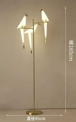 Perch Light Floor Lamp | LED Designer Gold Origami Bird Standing Lamp - POUEV