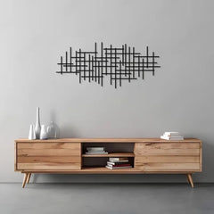 Abstract Grid Metal Wall Art Sculpture | Geometric Pattern Wall Decoration