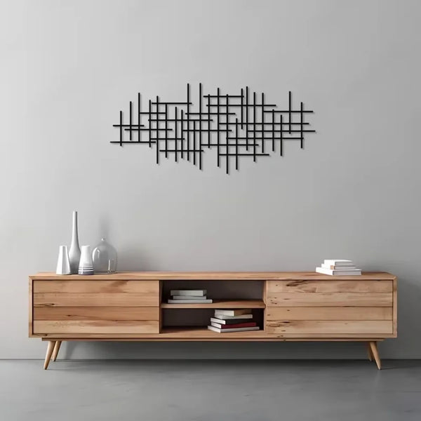 Abstract Grid Metal Wall Art Sculpture | Geometric Pattern Wall Decoration