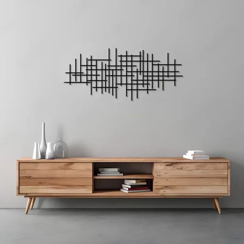 Abstract Grid Metal Wall Art Sculpture | Geometric Pattern Wall Decoration