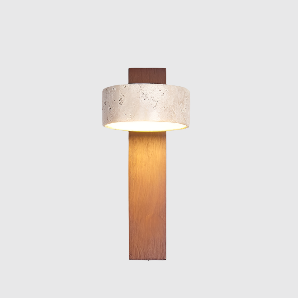 Wandlamp – Stijlvolle natuurstenen lamp – Off-white travertin materiaal