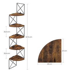 5-niveau Zigzag Design Hoekplank | Wandgemonteerde Boekenkast voor Slaapkamer, Studeerkamer, Woonkamer, Badkamer Opslag