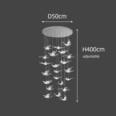 Pigeon LED Acrylic Pendant Lamp | Stair Chandelier - POUEV