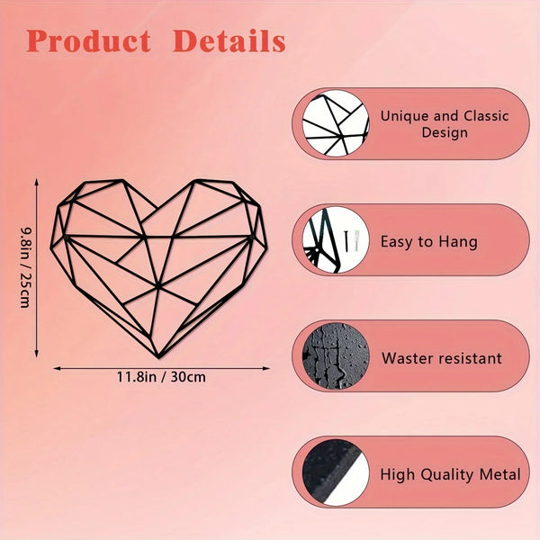 Heart-Shaped Metal Wall Decor | Minimalist Line Art