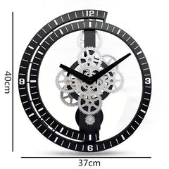 Industrial Gear Rotating Silent Wall Clock | Modern Design for Living Room & Office Art