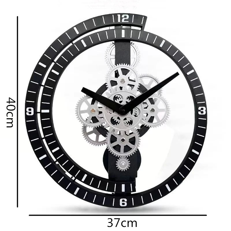 Industrial Gear Rotating Silent Wall Clock | Modern Design for Living Room & Office Art