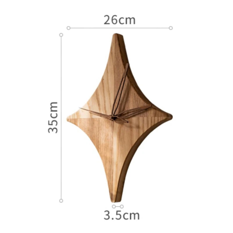Star-Shaped Solid Wood Wall Clock | Stylish & Natural Wall Décor