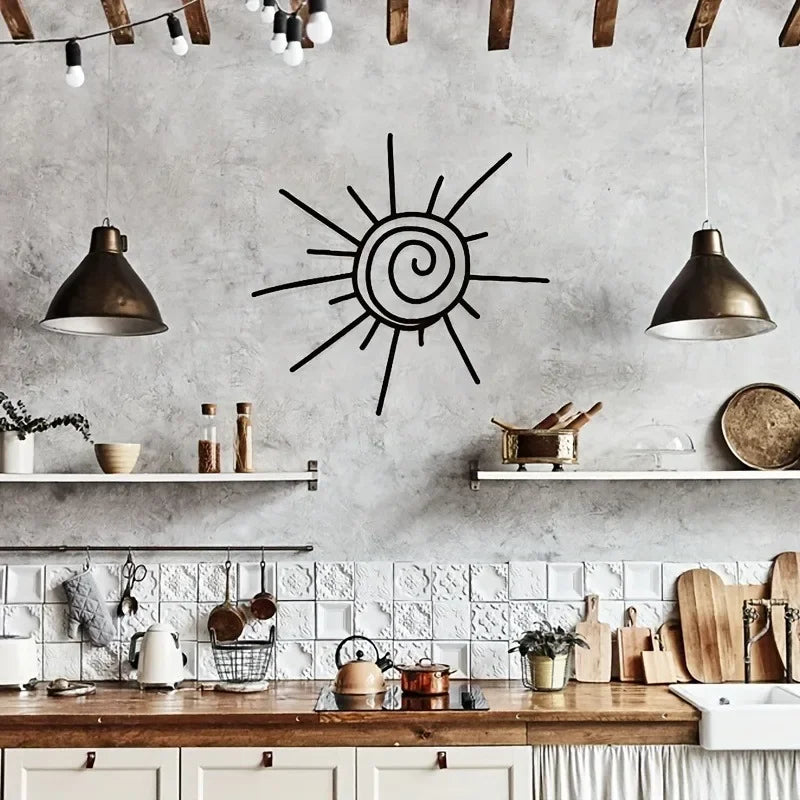 1pc Large Chic Metal Sun Wall Art | Transverse Orientation | Beachy Decor