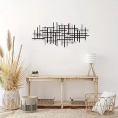Abstract Grid Metal Wall Art Sculpture | Geometric Pattern Wall Decoration