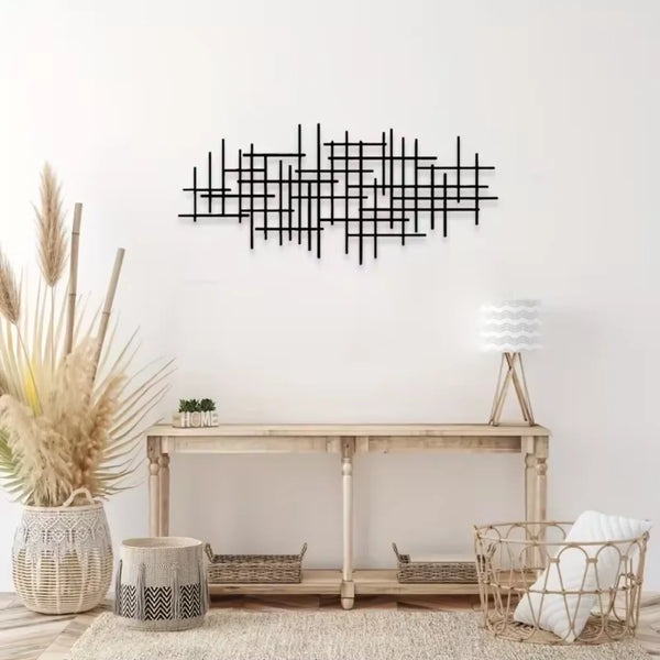 Abstract Grid Metal Wall Art Sculpture | Geometric Pattern Wall Decoration