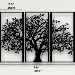 3Pcs Family Tree Metal Wall Decor | Tree of Life Iron Art | Modern 3D Wall Art