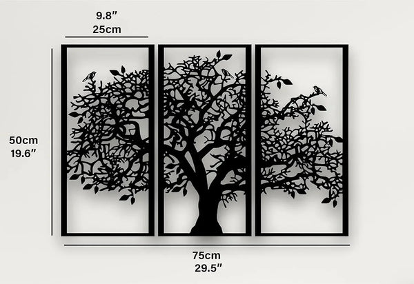 3Pcs Family Tree Metal Wall Decor | Tree of Life Iron Art | Modern 3D Wall Art